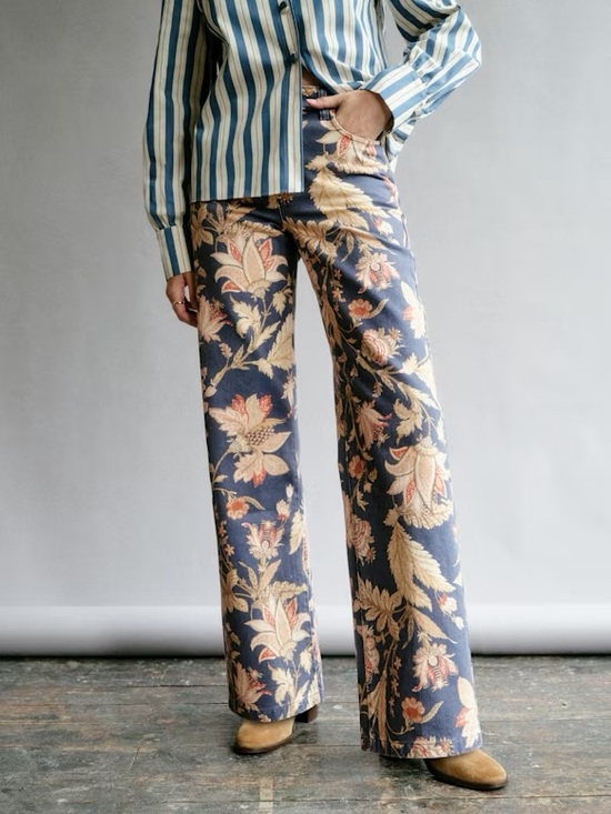 Sezane Denim - Sezane The Wide Leg Trouser in Never Ending Summer Size 38= US Size 6
